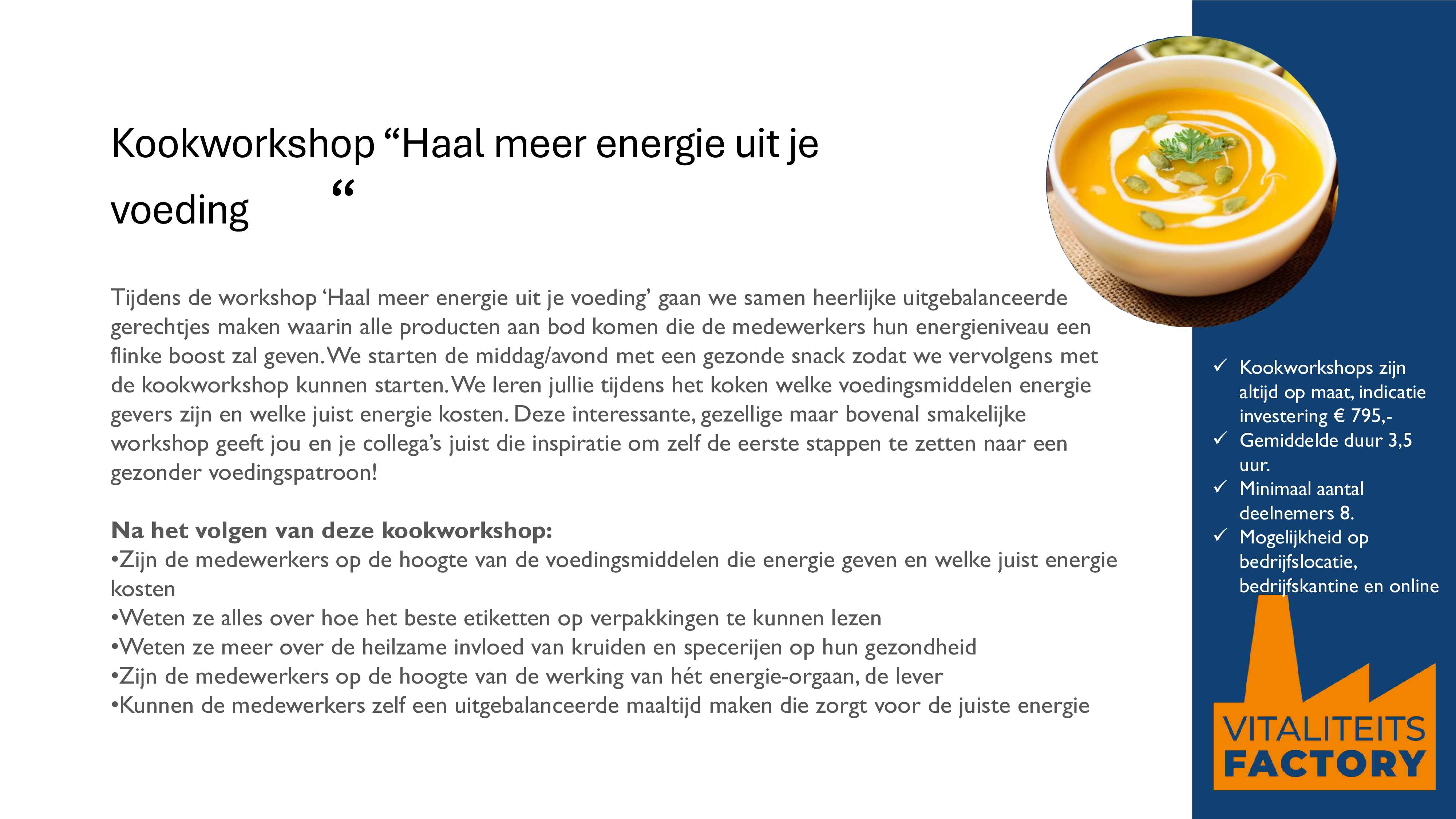 VF Kookworkshop Haal meer energie uit je voeding